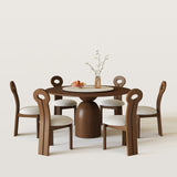 Mid Century Dining Table Set With 360° Rotating Lazy Susan