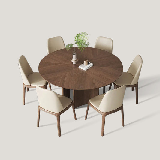 Modern Solid Wood Round Dining Table Set