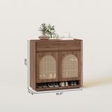 Rattan Solid Wood Shoe Cabinet Storage