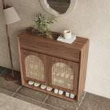 Rattan Solid Wood Shoe Cabinet Storage