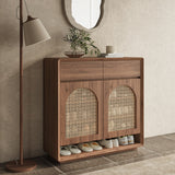 Rattan Solid Wood Shoe Cabinet Storage