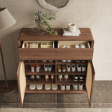 Rattan Solid Wood Shoe Cabinet Storage