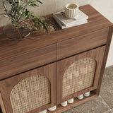 Rattan Solid Wood Shoe Cabinet Storage
