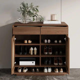 Rattan Solid Wood Shoe Cabinet Storage