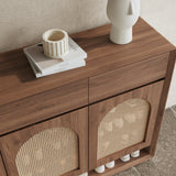 Rattan Solid Wood Shoe Cabinet Storage