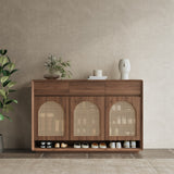 Rattan Solid Wood Shoe Cabinet Storage