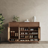Rattan Solid Wood Shoe Cabinet Storage