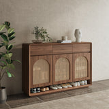 Rattan Solid Wood Shoe Cabinet Storage