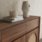 Rattan Solid Wood Shoe Cabinet Storage