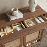 Rattan Solid Wood Shoe Cabinet Storage