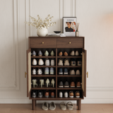 Brown Solid Wood Shoe Storage Cabinet