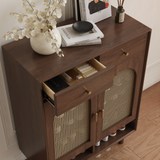 Brown Solid Wood Shoe Storage Cabinet
