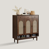 Brown Solid Wood Shoe Storage Cabinet