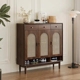 Brown Solid Wood Shoe Storage Cabinet