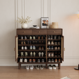 Brown Solid Wood Shoe Storage Cabinet