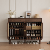 Brown Solid Wood Shoe Storage Cabinet