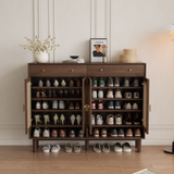 Brown Solid Wood Shoe Storage Cabinet
