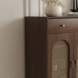 Brown Solid Wood Shoe Storage Cabinet