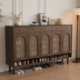 Brown Solid Wood Shoe Storage Cabinet