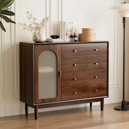 Modern Rattan Storage Cabinet Dresser