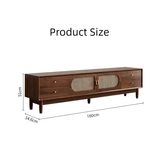 Modern Rattan Wood TV Stand with Storage