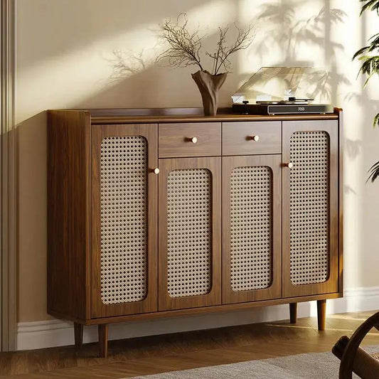 Modern Rattan Shoe Storage with Cabinet Entryway