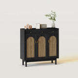 Freestanding Rattan Shoe Cabinet for Storage