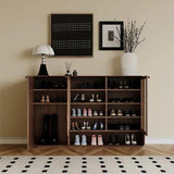 Farmhouse Rattan Shoe Storage Organizer Cabinet