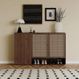 Farmhouse Rattan Shoe Storage Organizer Cabinet