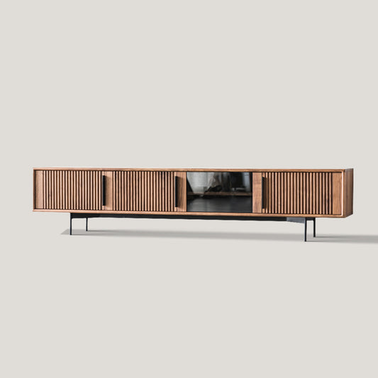 Modern Sleek Curved TV Stand with Waveform Panel