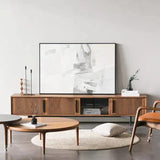 Modern Sleek Curved TV Stand with Waveform Panel