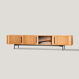 Modern Sleek Curved TV Stand with Waveform Panel