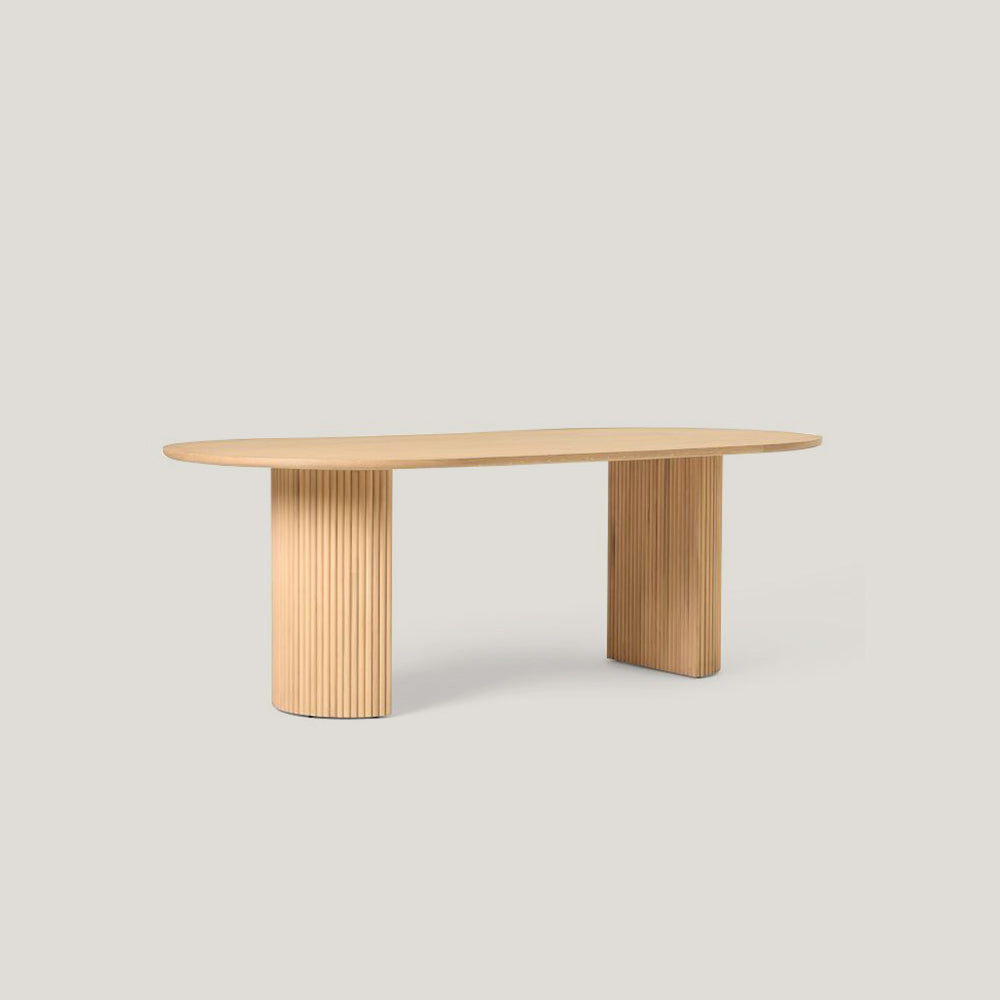 Modern Wood Oval Pedestal Dining Table