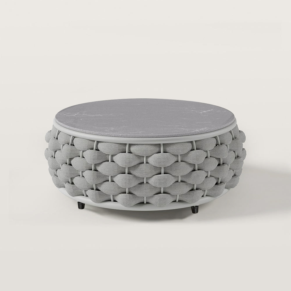 Modern Faux Marble Top Round Outdoor Coffee Table