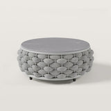 Modern Faux Marble Top Round Outdoor Coffee Table