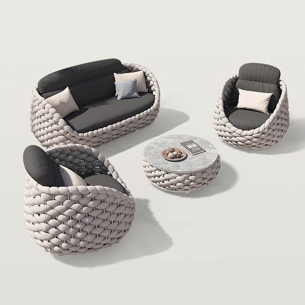 Woven Rope Outdoor Swivel Sofa Set Patio Furniture Set