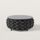 Modern Faux Marble Top Round Outdoor Coffee Table