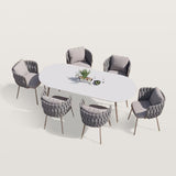 Modern Dining Table Outdoor 6 Person Oval Patio Furniture