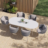 Modern Dining Table Outdoor 6 Person Oval Patio Furniture