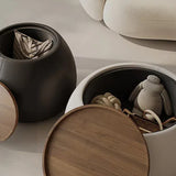 Modern Round Storage Ottoman Coffee Table Side Table