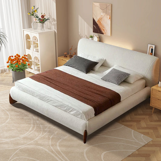 Modern Platform Bed Upholstered Long Bench