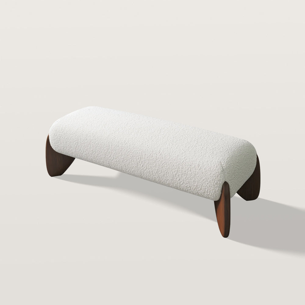 Modern Boucle Bedroom Bench Upholstered Long Bench