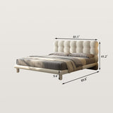 King Bed Frame Platform Bed with Upholstered Headboard