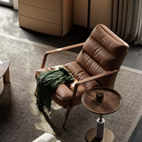 Mid-Century Brown Accent Lounge Chair Single Armchair