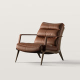 Mid-Century Brown Accent Lounge Chair Single Armchair