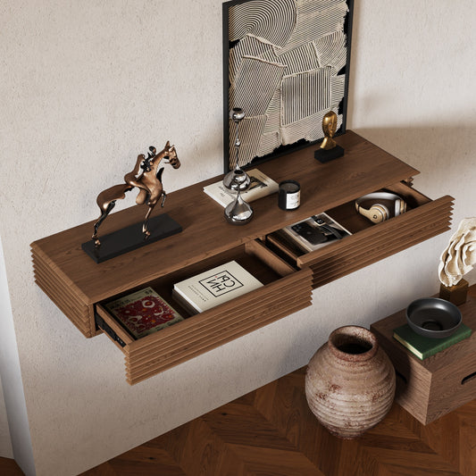 Multi Functional Floating Wall Shelf with Drawers