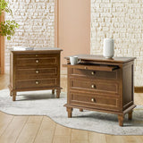 3-Drawer Nightstand Cabinet with Built-In Charge Station