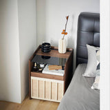 Modern Nightstand Wood Bedside Table with Lights