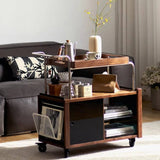 Rolling Side Table Modern Wheeled Beside Table