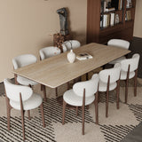 Walnut Colored Veneer Matte Rock Dining Table